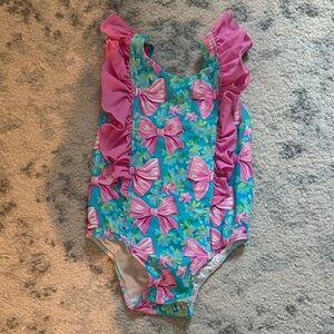 Caden Lane Pink and Blue Kids Swim One Piece